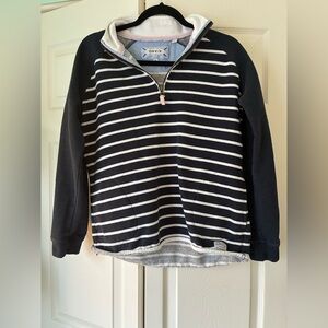 Orvis Navy and White Striped Quarter-Zip Sweatshirt